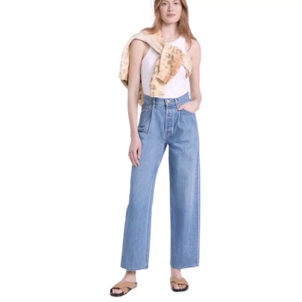 MOTHER Snacks The Pleated Fun Dip Puddle Jeans